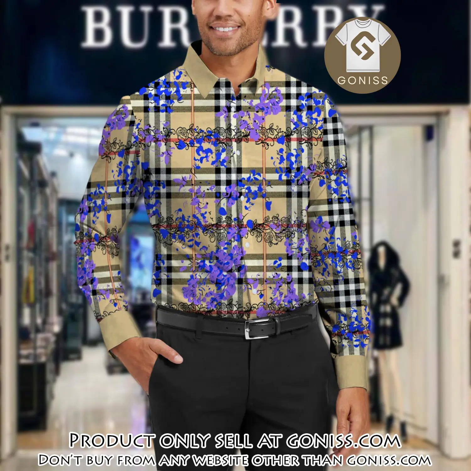 Burberry long sleeves button down shirt for elegant men lsb1002 gn1002063